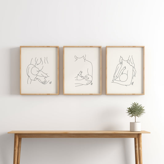 Breastfeeding Mama & Baby Prints Set of 3