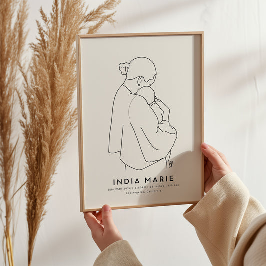 Mama & Baby Birth Stats Print